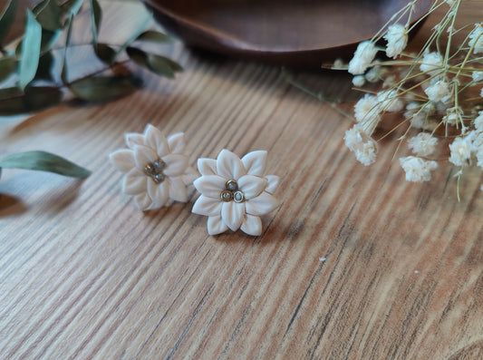 Enzian Brisa – Schmuckset aus Polymer Clay mit Blütenmotiv in Weiß, Produktfoto 5