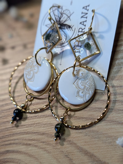 Melina – Ring aus Edelsteinen und Gießharz mit Mandala-Motiv, Produktfoto 7