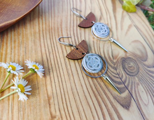 Elin – Ohrringe aus Polymer Clay mit Rosenmotiv in Grau und Bronze, Produktfoto 2