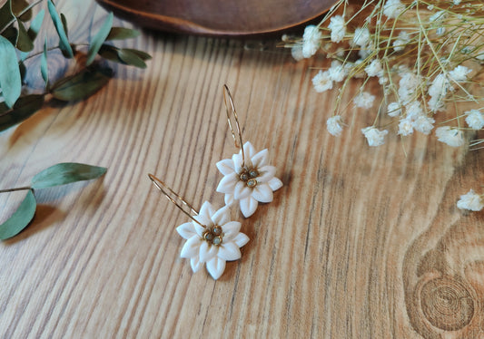 Enzian Brisa – Schmuckset aus Polymer Clay mit Blütenmotiv in Weiß, Produktfoto 4