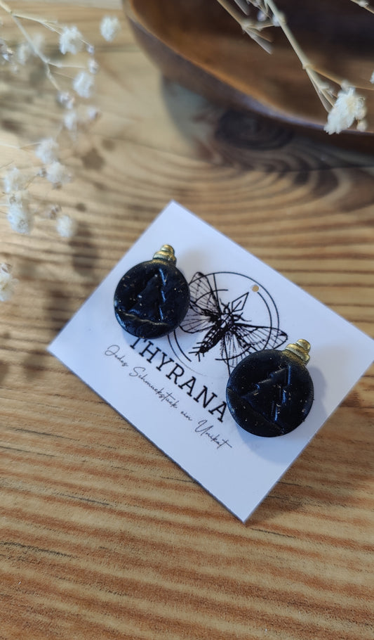 Winona – Ohrringe aus Polymer Clay mit Farbverlauf in Schwarz, Produktfoto 2
